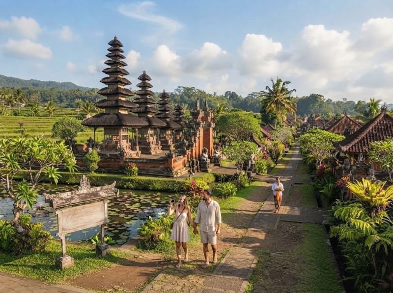 Temple and village stops included in a Mengwi travel route