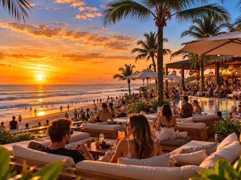 Berawa Beach sunset and beach club experience in Canggu Bali