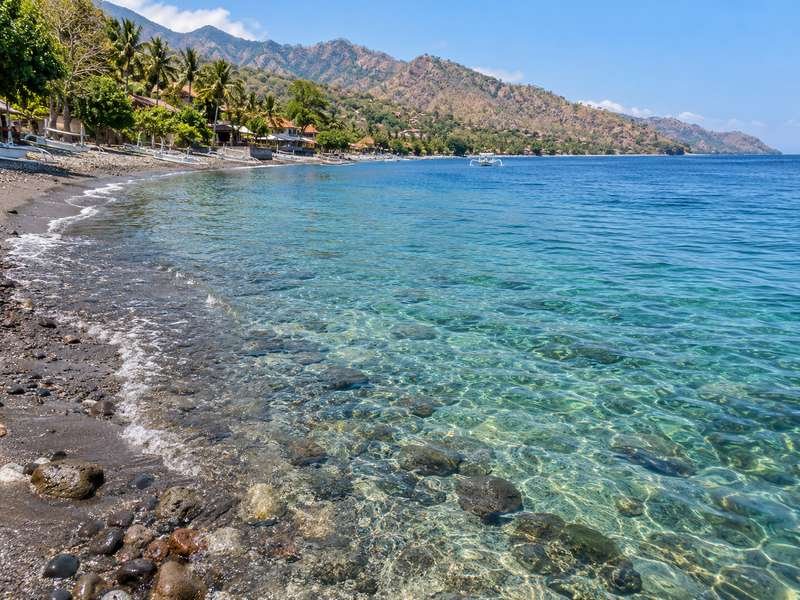 Clear coastal water at Lipah Beach Amed