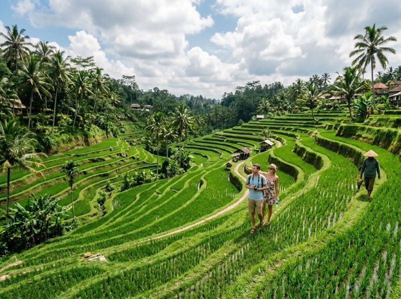 Green rice terraces in Tegallalang near Ubud, Bali
