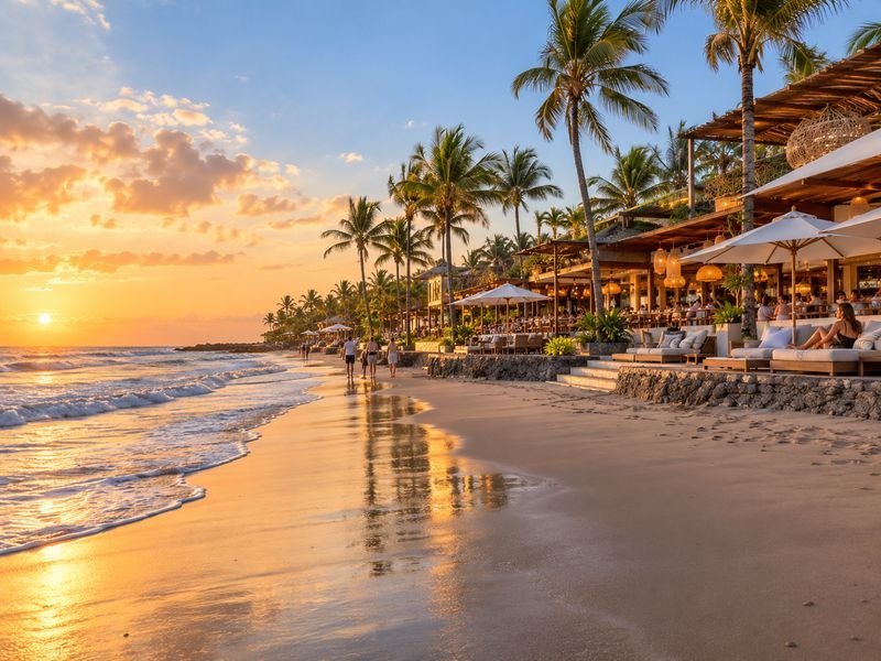 Petitenget Seminyak with beach clubs and restaurants near the coast