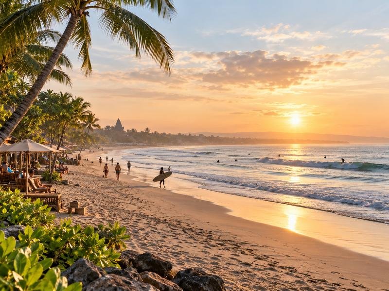 Relaxed morning atmosphere at Kuta Beach Bali