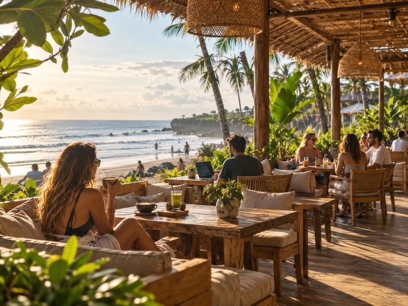 Relaxing café atmosphere near Pererenan Beach in Canggu