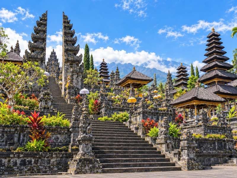 Stone stairways and sacred temple courtyards at Besakih Bali