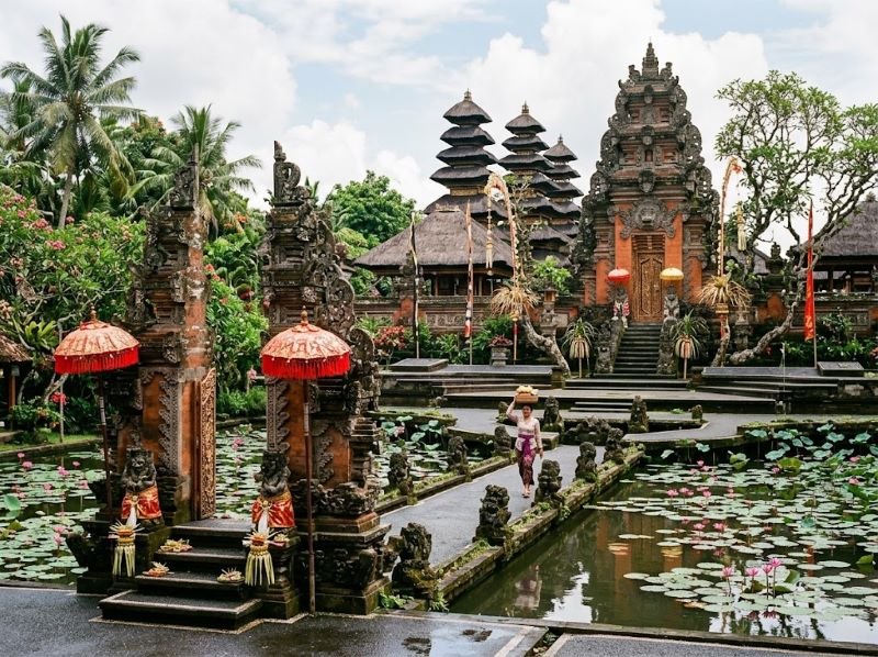 Traditional Balinese temple in Ubud with local cultural details