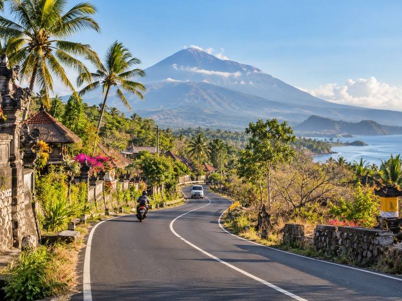 scenic road through Karangasem in eastern Bali